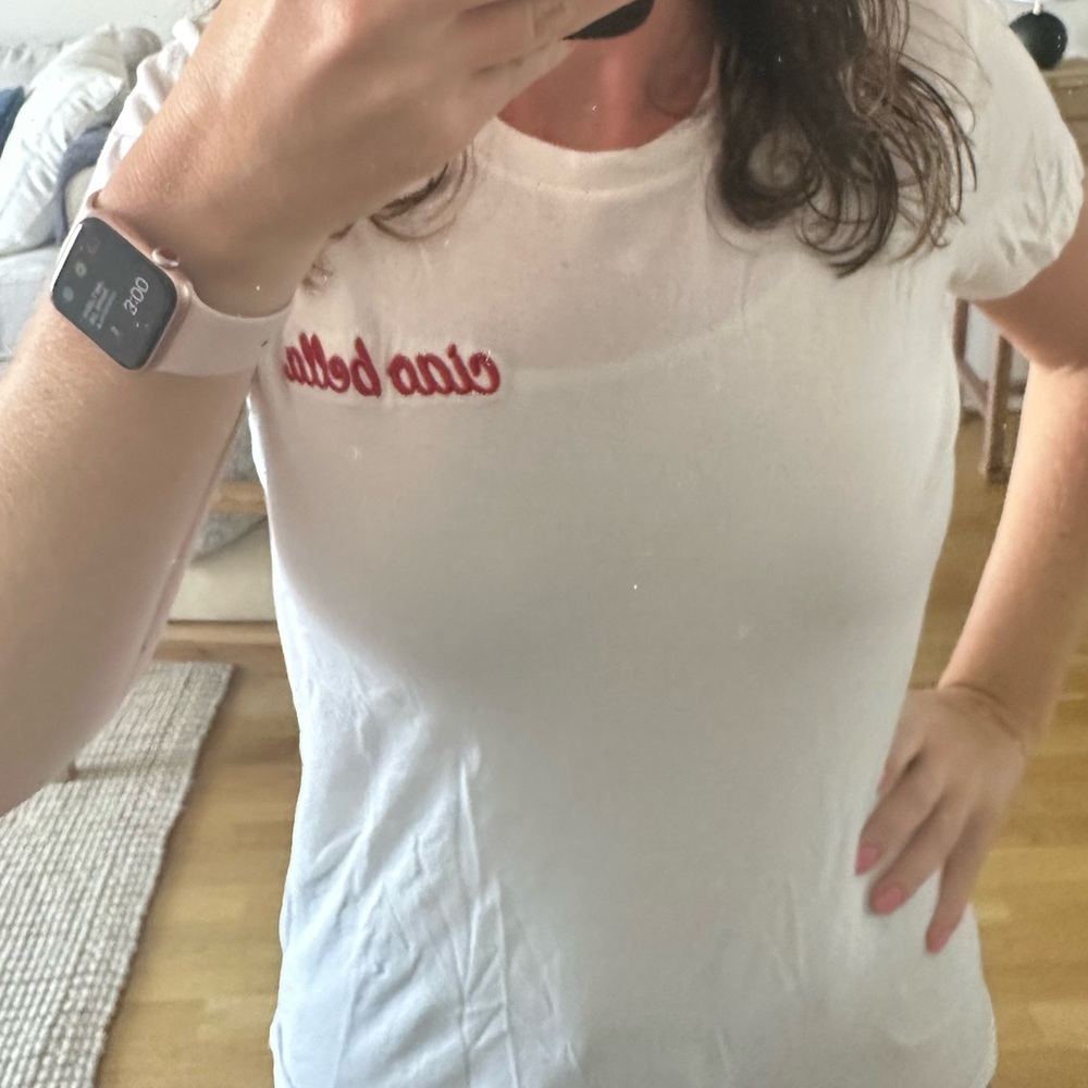 White T Shirt Says Ciao Bella